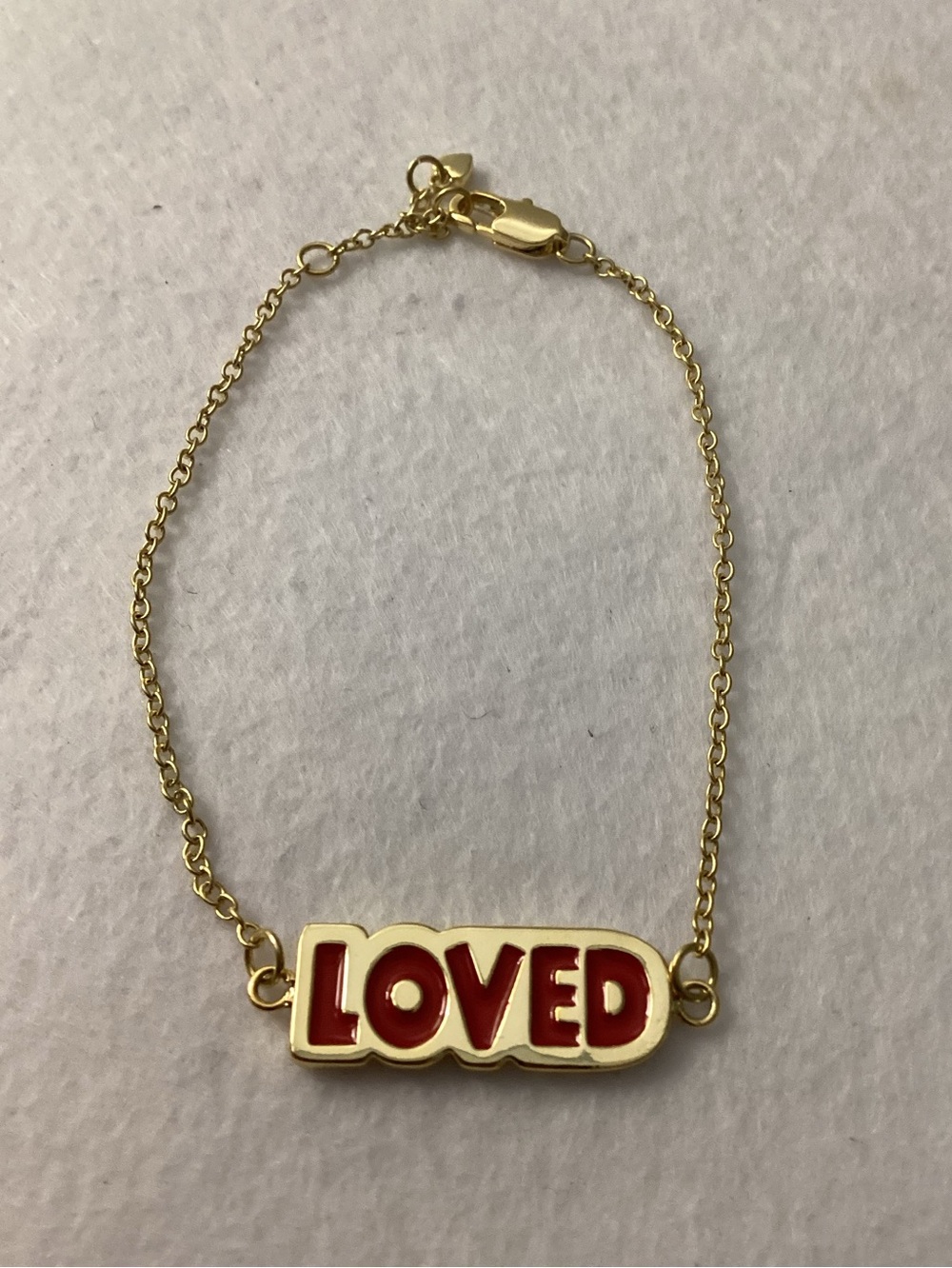 Aqua Gold-Tone 'LOVED' Red Enamel Bracelet